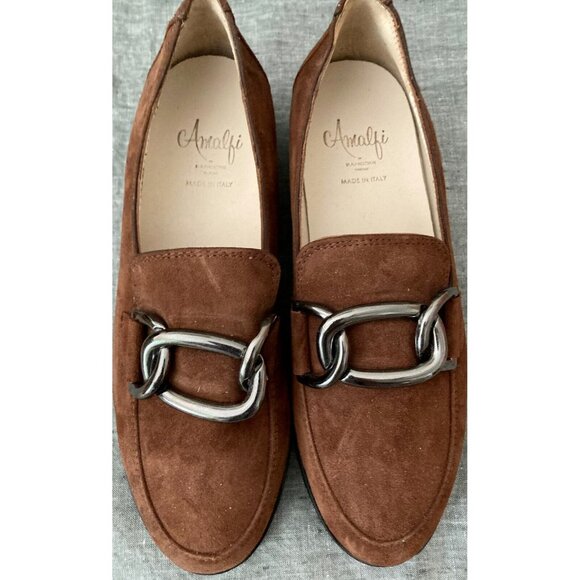 Amalfi Rangoni Women's Brown Italian Suede Leather Loafers Shoes 6.5 M 6.5M - Picture 1 of 8